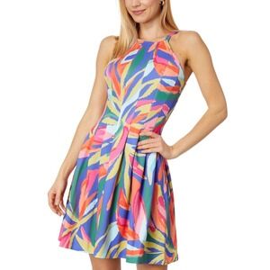 Vince Camuto Colorful Abstract Print Midi Dress Spaghetti Strap Size 14‎ NEW